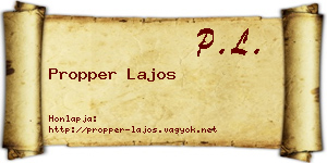 Propper Lajos névjegykártya